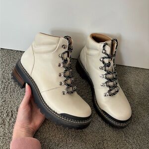 Universal Thread Target White Cream Combat Lug Lace Up Boots